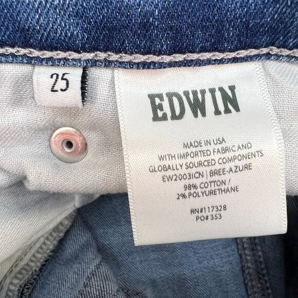 Edwin Jeans Women's 25 (2) Blue Bree Skinny Leg Raw Hem Preppy Normcore NWT - Picture 7 of 16
